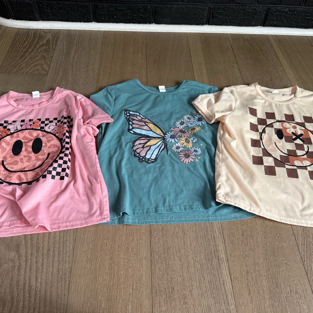 SHEIN Kids Tees - Pink, Teal, and Cream